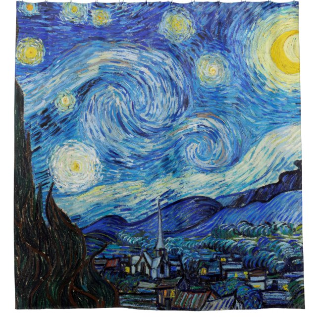 Impressionism Vincent Van Gogh Starry Starry Night Shower Curtain (Front)