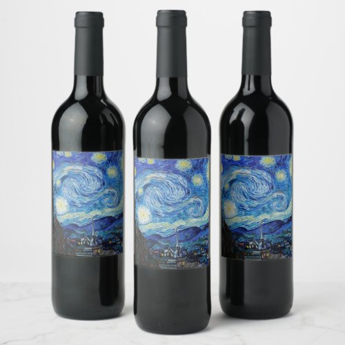 Impressionism Vincent Van Gogh Starry Starry Night Wine Label