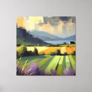 Impressionist Abstract Landscape Storm Orange Canvas Print