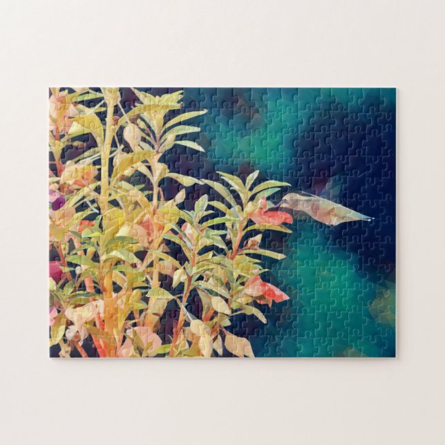 Impressionist Artsy Dramatic Hummingbird Puzzle (Horizontal)