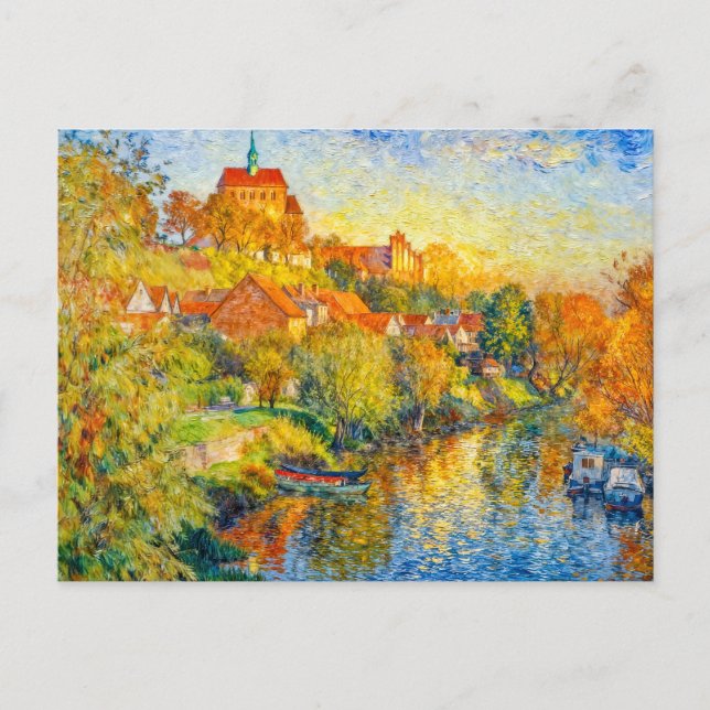 Impressionist Autumn View of Havelberg Cathedral w Postcard (Front)
