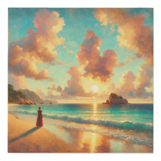 Impressionist Beach Art Sunset Seascape Canvas