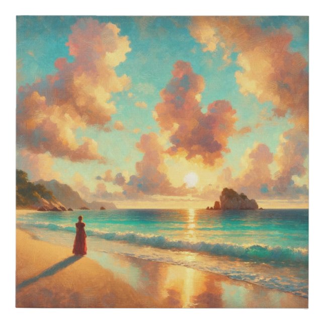 Impressionist Beach Art Sunset Seascape Canvas  (Front)