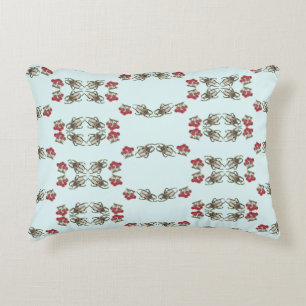 Impressionist Beetle & Cherry Watercolor Pattern Accent Pillow