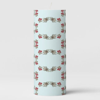 Impressionist Beetle & Cherry Watercolor Pattern Pillar Candle