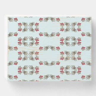 Impressionist Beetle & Cherry Watercolor Pattern Wooden Box Sign