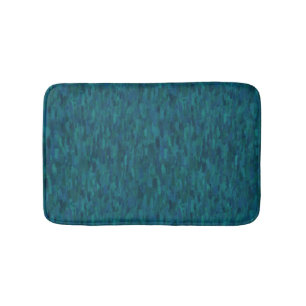 Impressionist Brush Strokes, Navy, Teal, Blue Bath Mat