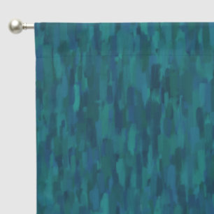 Impressionist Brush Strokes, Navy, Teal, Blue Blackout Curtains