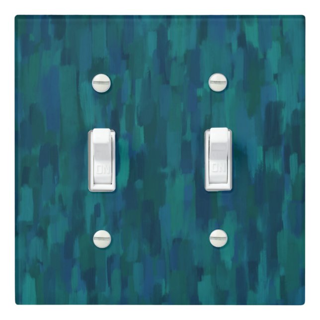 Impressionist Brush Strokes, Navy, Teal, Blue Light Switch Cover (In Situ)