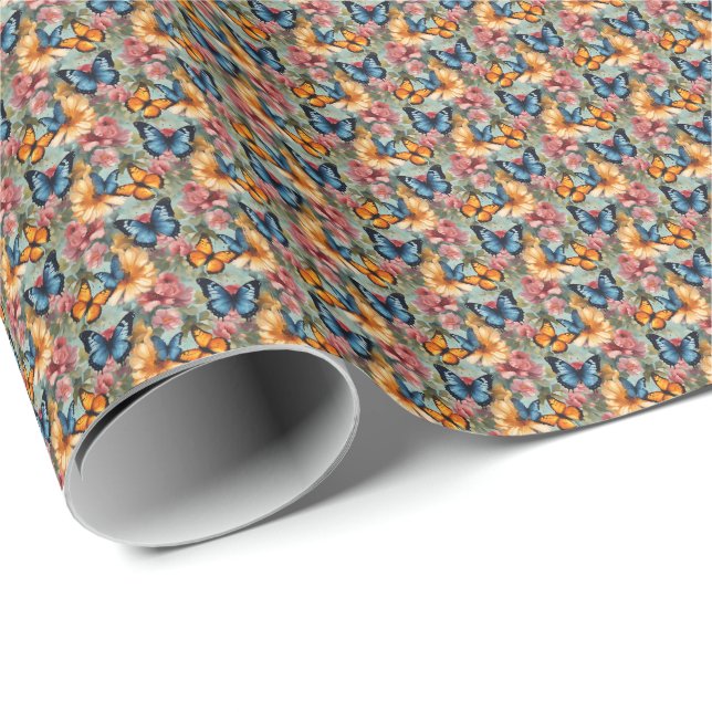 Impressionist Butterflies Wrapping Paper (Roll Corner)