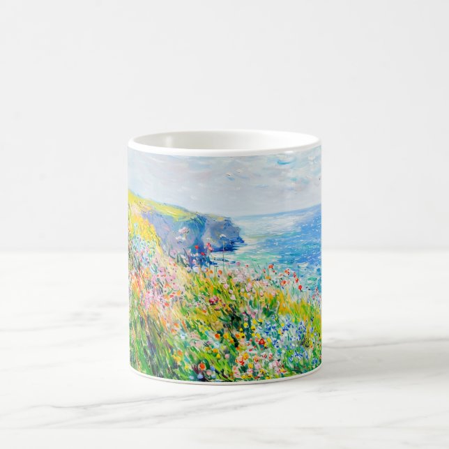 Impressionist Cliff Meadow – Wildflowers by Sea Coffee Mug (Center)