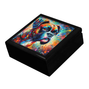 Impressionist Colorful Pop Art Boxer Dog Painting Gift Box