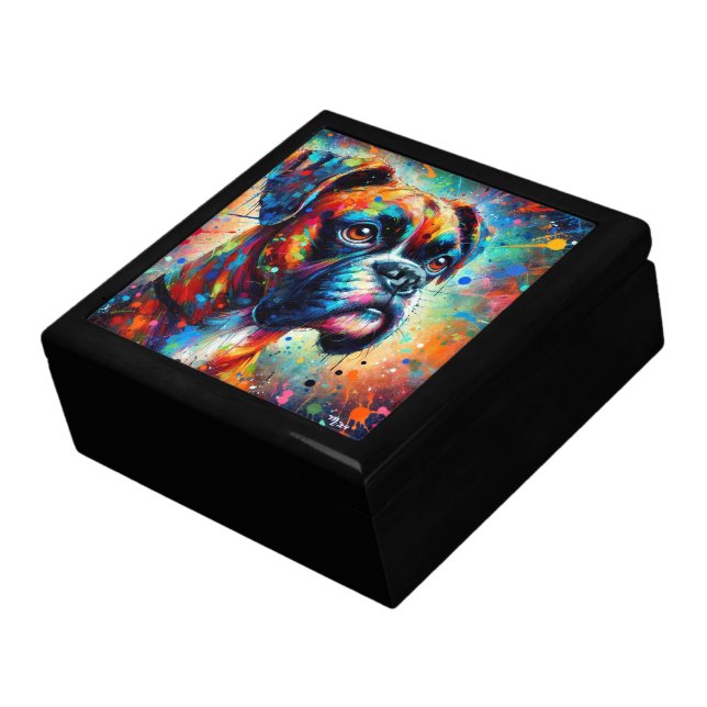 Impressionist Colorful Pop Art Boxer Dog Painting Gift Box (Side)