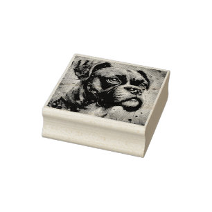 Impressionist Colorful Pop Art Boxer Dog Painting Rubber Stamp