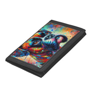 Impressionist Colorful Pop Art Boxer Dog Painting Tri-fold Wallet