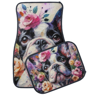 Impressionist Colorful Pop Art French Bulldog Car Floor Mat