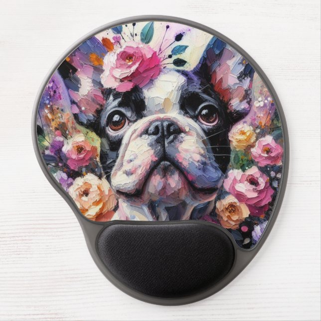 Impressionist Colorful Pop Art French Bulldog Gel Mouse Pad (Front)