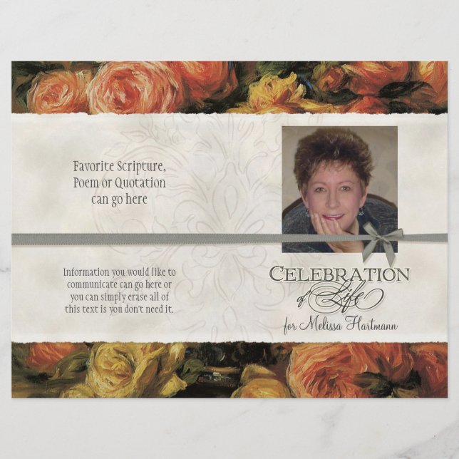 Impressionist Coral Yellow Rose 2 Memorial Service (Front)