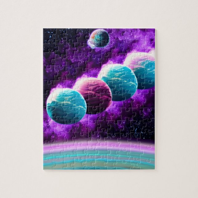 Impressionist Cosmic Vibrant Purple Universe Space Jigsaw Puzzle (Vertical)