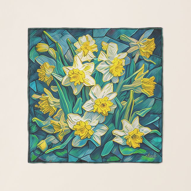Impressionist Daffodils  Scarf (Front)