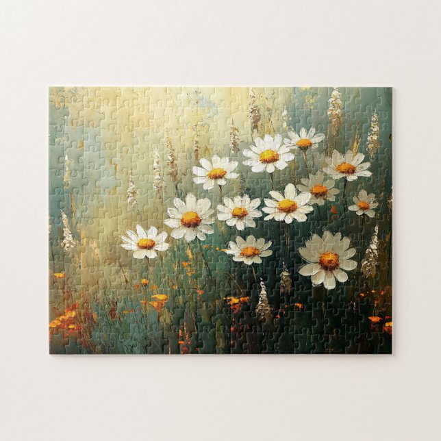 Impressionist Daisy Field Art Jigsaw Puzzle (Horizontal)