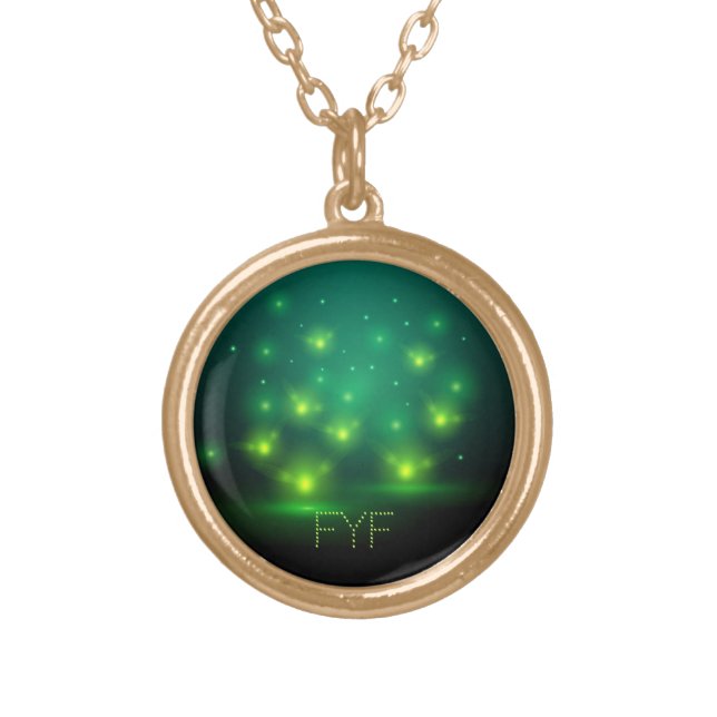 Impressionist Fireflies Monogram Gold Plated Necklace (Front)