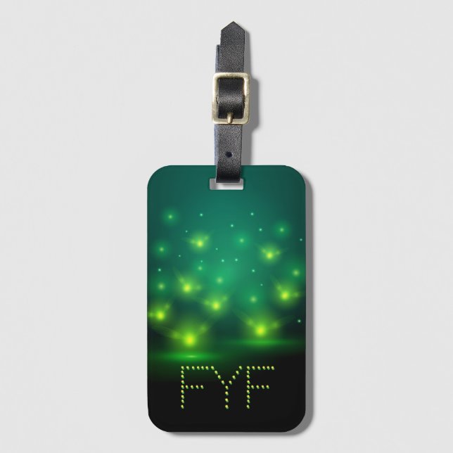 Impressionist Fireflies Monogram Luggage Tag (Front Vertical)