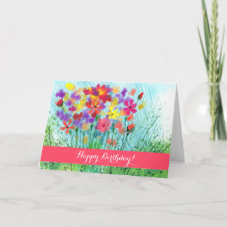 Impressionist Flowers Custom Birthday Card