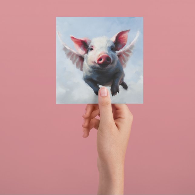 Impressionist Flying Pig Blue Sky Oil Painting Invitation (Creator Uploaded)