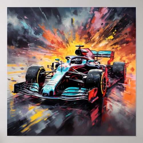 Impressionist Formula 1 Car Poster