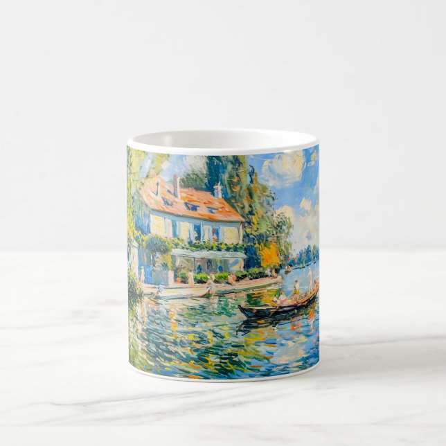 Impressionist Garden Art Mug Lakeside House with B (Center)