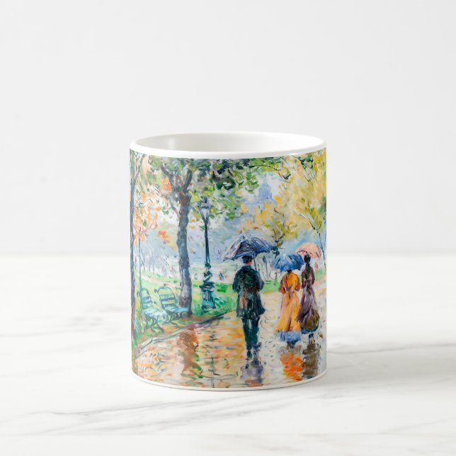 Impressionist Garden Art Mug Rainy Park Stroll (Center)