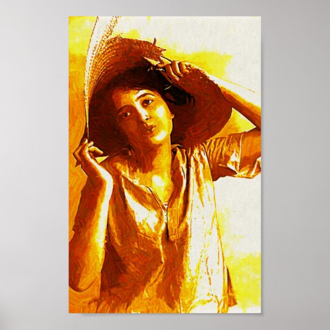 Impressionist Girl With Straw Hat Poster (Front)