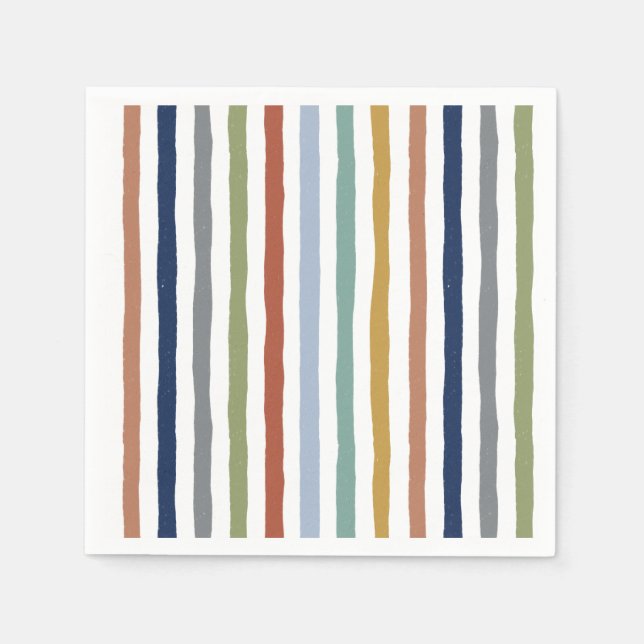 Impressionist-Inspired Colors Hand-Drawn Stripes Napkins (Front)