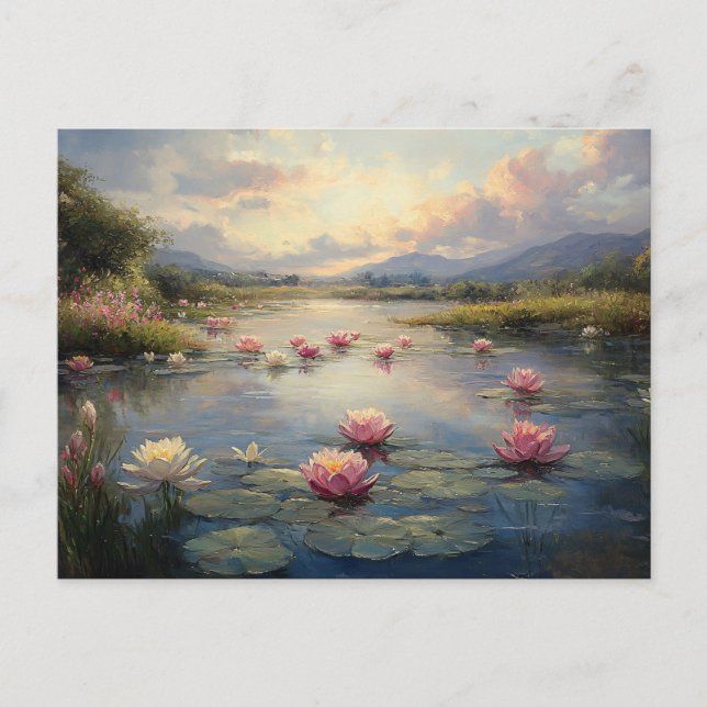 Impressionist Lily Pads on the Pond Postcard (Front)