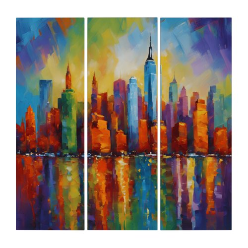Impressionist Manhattan Skylines Triptych