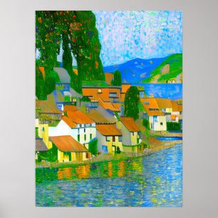 Impressionist Mediterranean Village by the Sea Poster