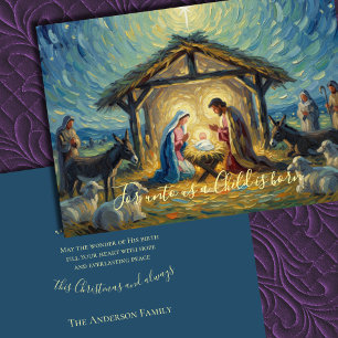 Impressionist Painting Nativity Scene Holiday Card