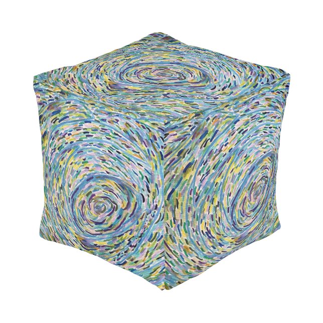 Impressionist Painting ottoman pillow footstool (Angled Front)