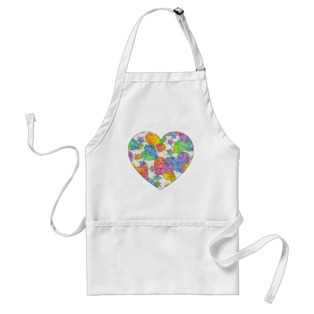 Impressionist Pastel Valentine Hearts Adult Apron (Front)