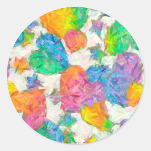 Impressionist Pastel Valentine Hearts Classic Round Sticker (Front)