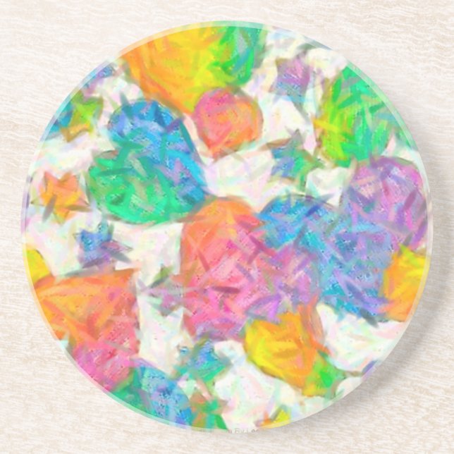 Impressionist Pastel Valentine Hearts Drink Coaster (Front)