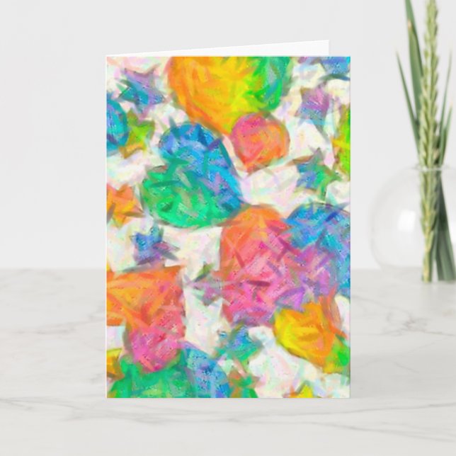 Impressionist Pastel Valentine Hearts Holiday Card (Front)