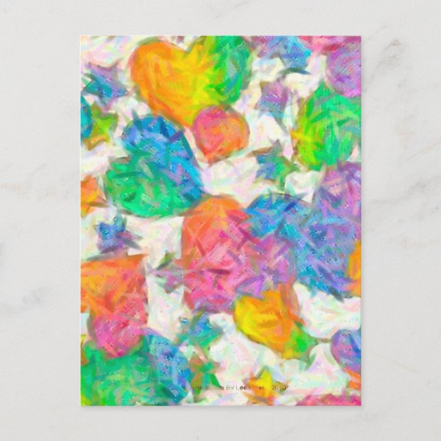Impressionist Pastel Valentine Hearts Holiday Postcard (Front)
