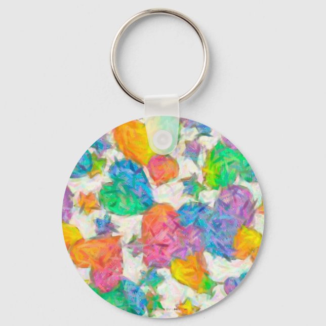 Impressionist Pastel Valentine Hearts Keychain (Front)
