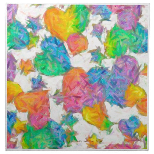 Impressionist Pastel Valentine Hearts Napkin (Front)