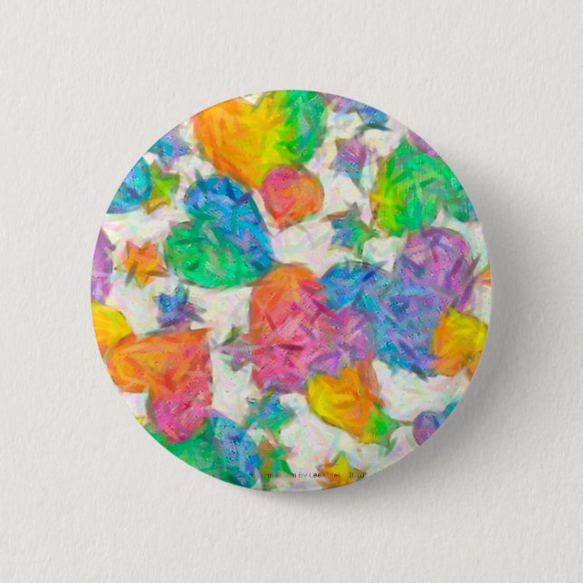 Impressionist Pastel Valentine Hearts Pinback Button (Front)