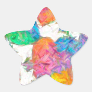 Impressionist Pastel Valentine Hearts Star Sticker