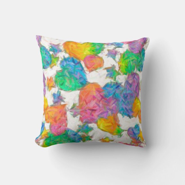 Impressionist Pastel Valentine Hearts Throw Pillow (Front)