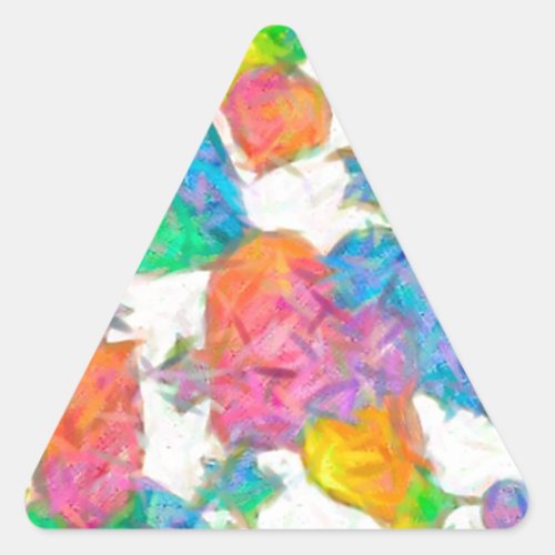 Impressionist Pastel Valentine Hearts Triangle Sticker